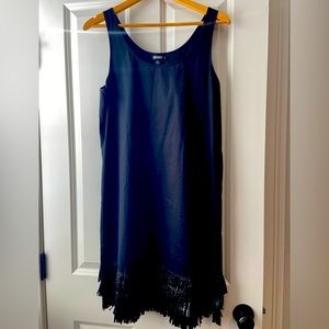 DKNY Black Fringed Hem Dress